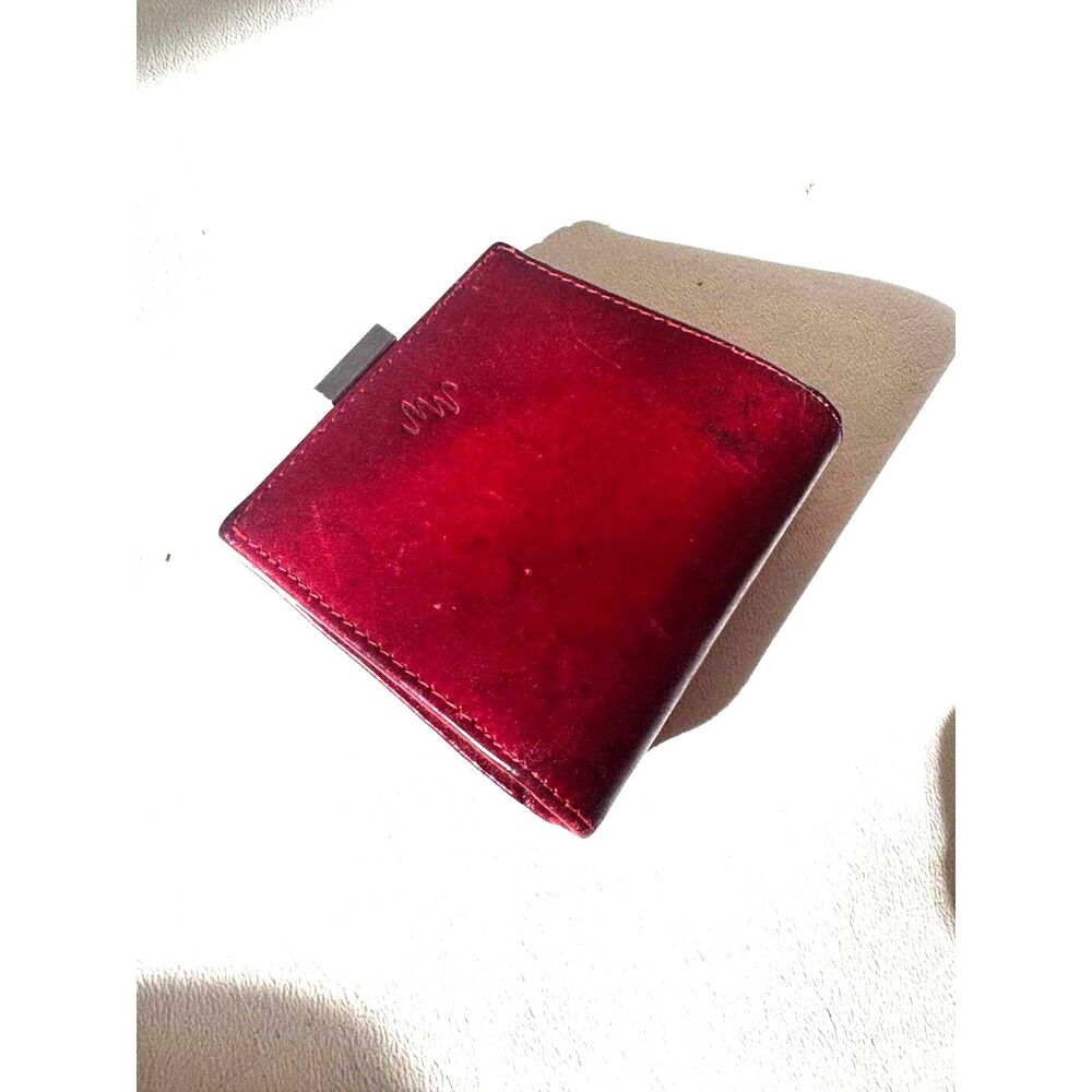 Vintage 90s Monsac Original Burgundy Leather Coin Purse Kiss Lock Frame